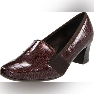Ara Luftpolster Brown Croc Embossed Comfort Heels Size 6